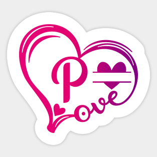 letter p monogram in the shape of love Sticker